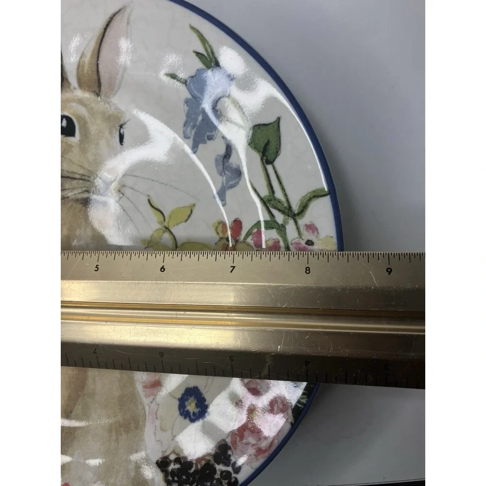 Set of 4 POTTERY BARN Spring/ Floral/Easter Bunny Stoneware 8.25